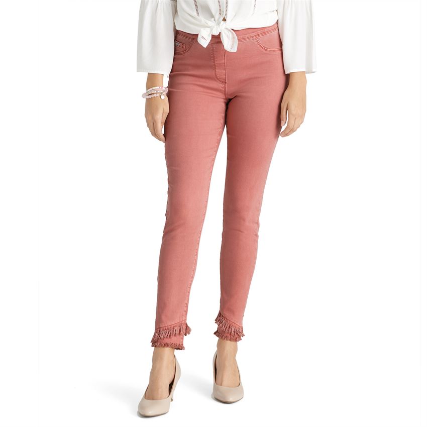 OMG SKINNY ANKLE SLANT DOUBLE FRINGE JEANS
