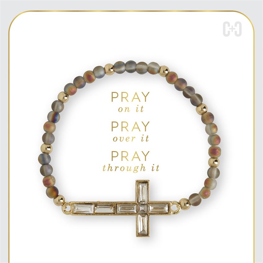 Moonstone Baguette Cross Bracelet