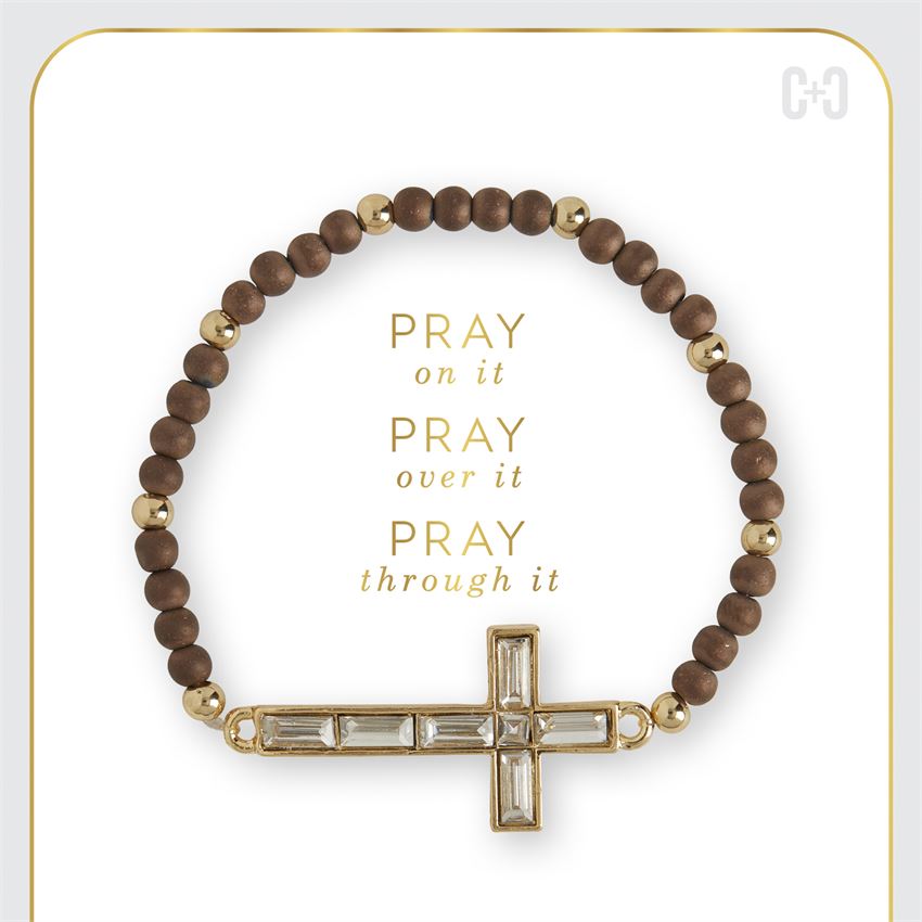 Moonstone Baguette Cross Bracelet