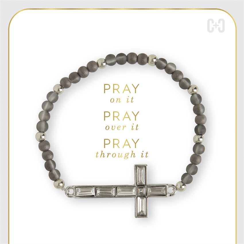 Moonstone Baguette Cross Bracelet
