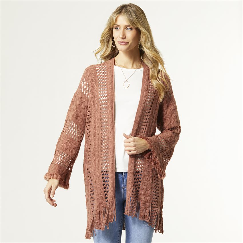 Sonia Crochet Cardigan with Fringe