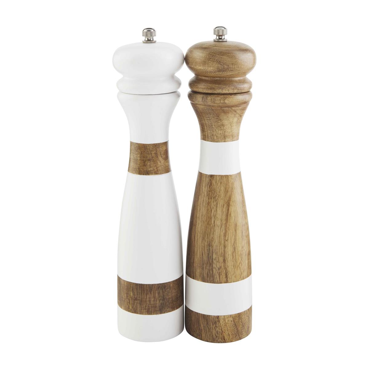 Mud Pie Wood Strap Salt & Pepper Grinder Set