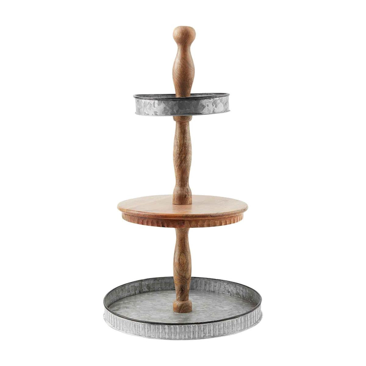Tin & Wood Tiered Stand