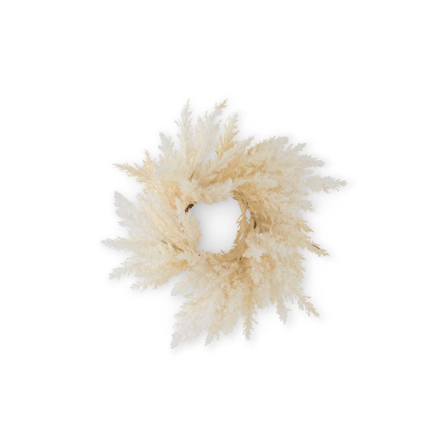 Flocked Cream Pampas Candle Ring