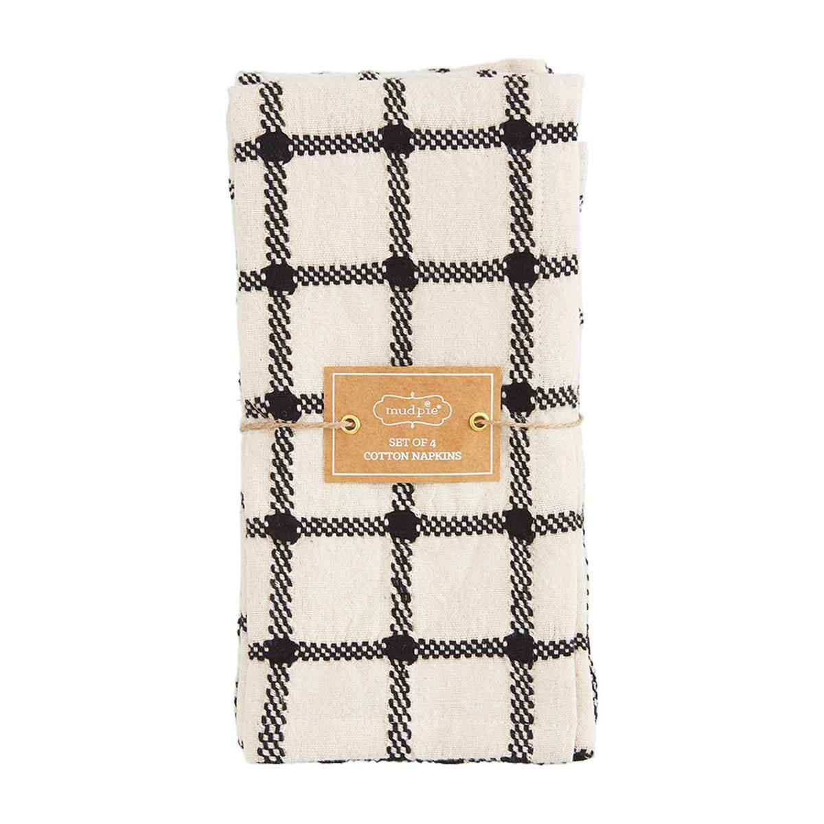 BLACK & CREAM WINDOWPANE NAPKIN SET
