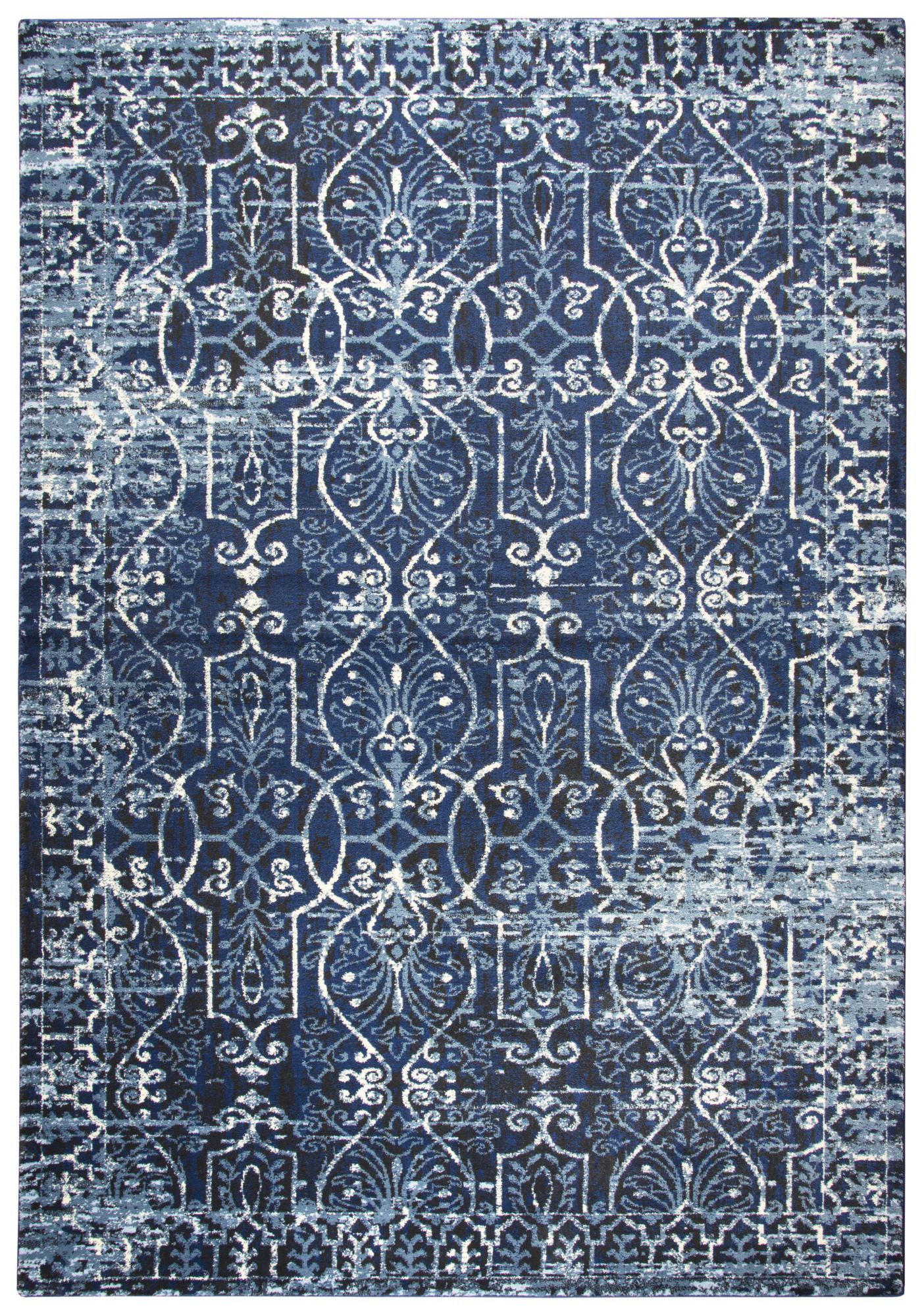 Pattern Blue Distressed Rug