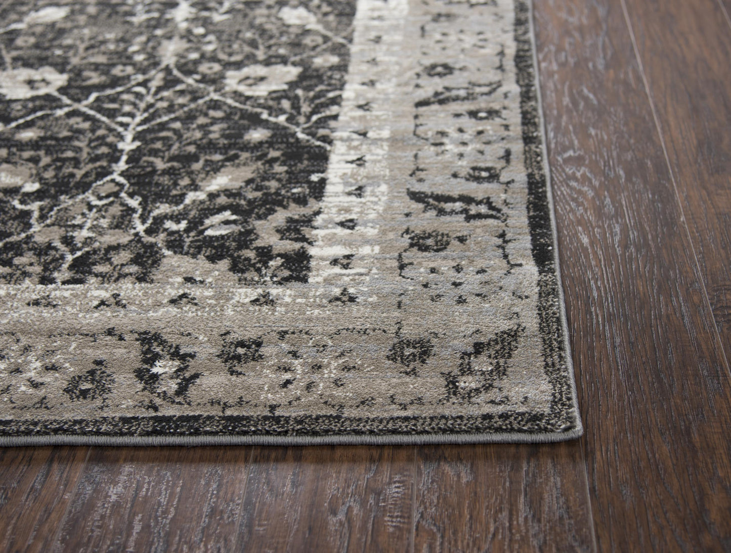 Manor Black Distressed Rug