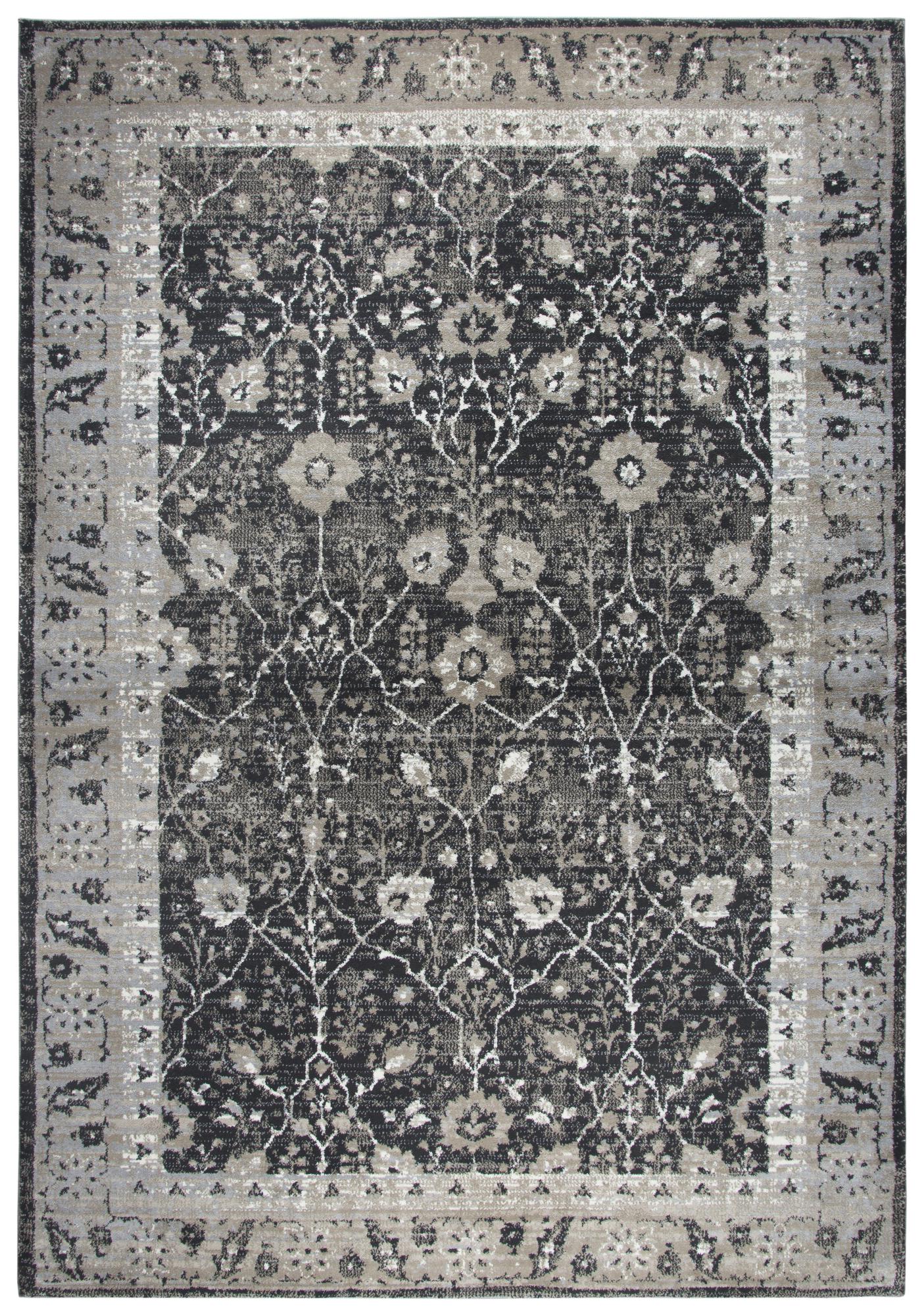 Manor Black Distressed Rug