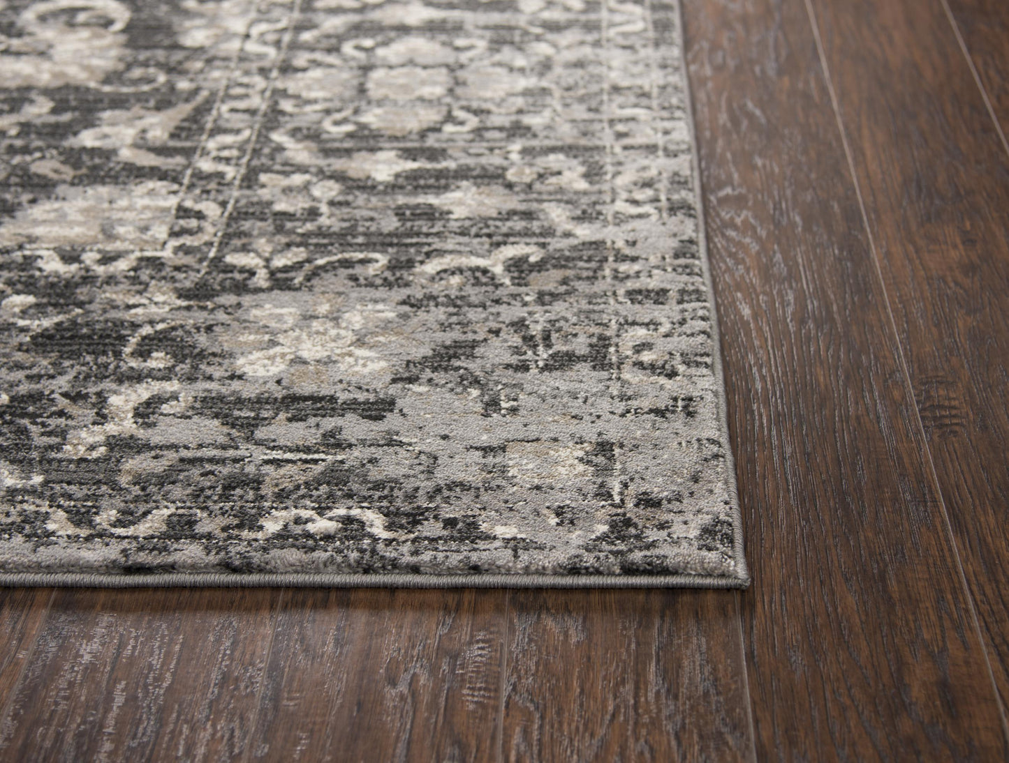 Traditional Charcoal distressed Rug