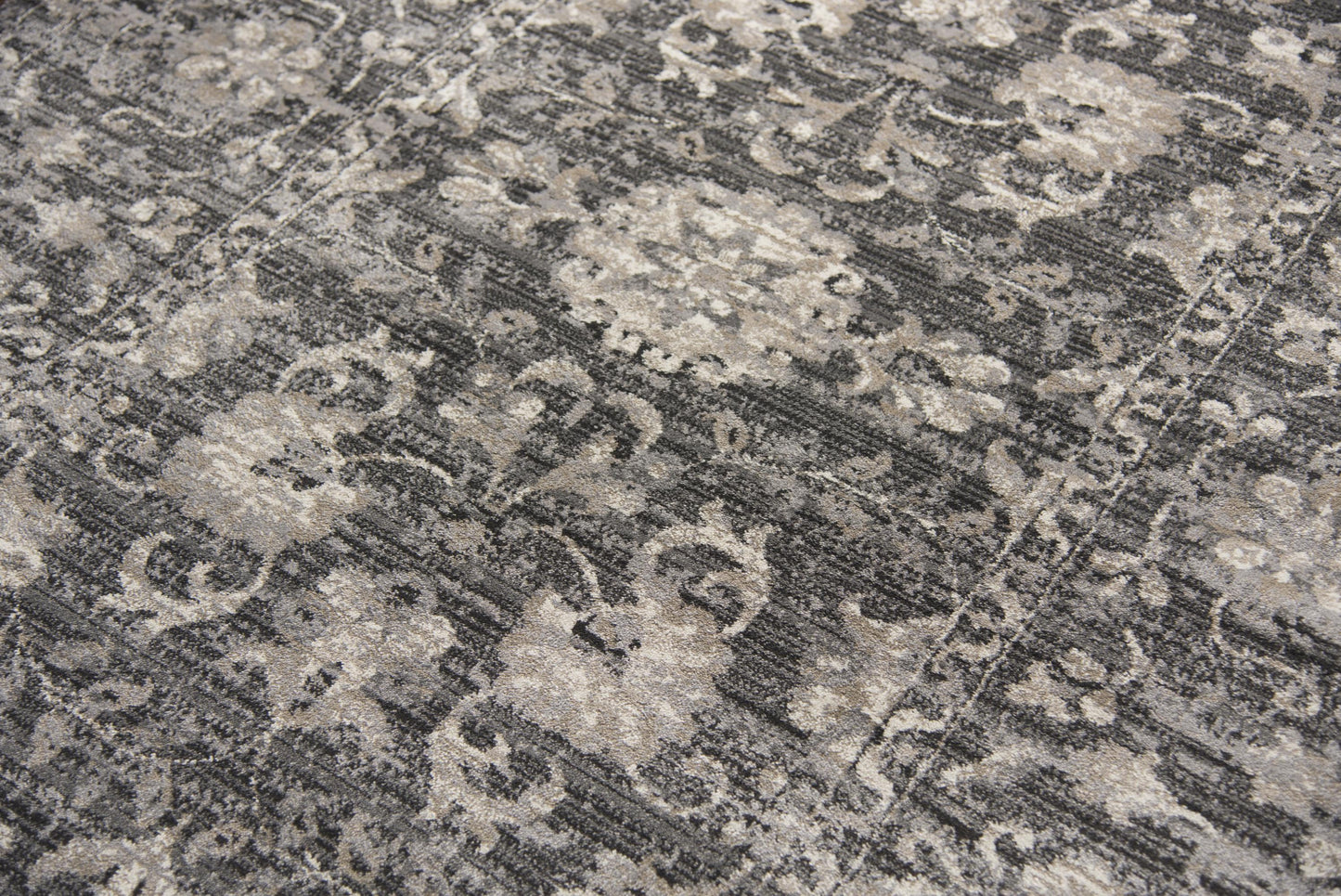 Traditional Charcoal distressed Rug