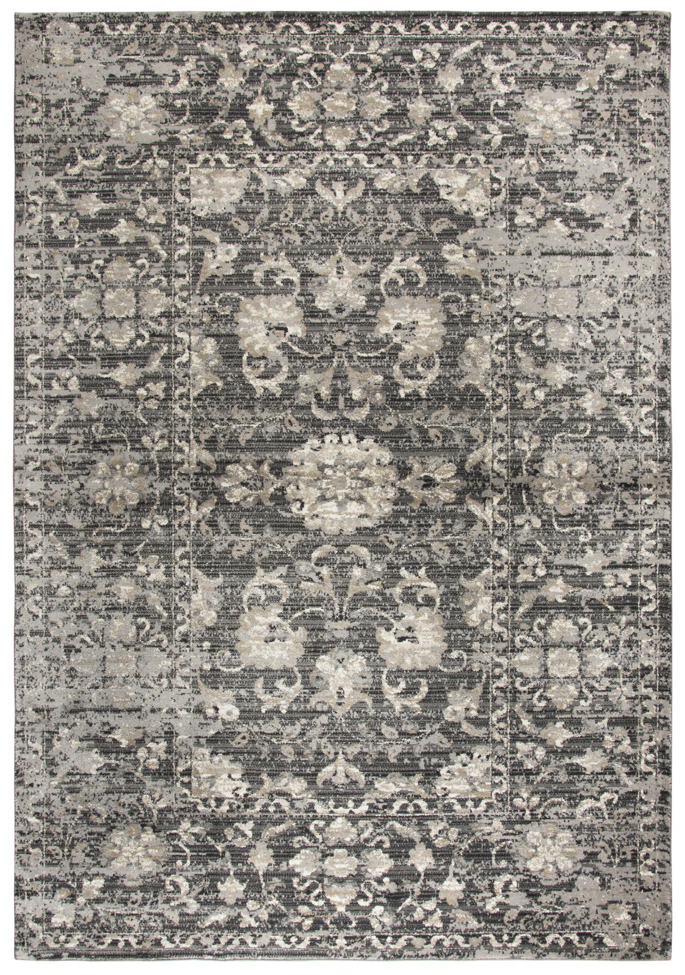 Traditional Charcoal distressed Rug