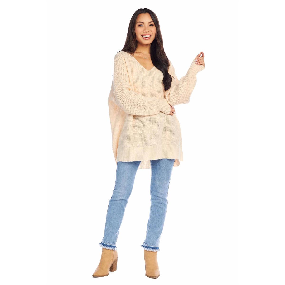 Avalon Waffle Sweater Cream
