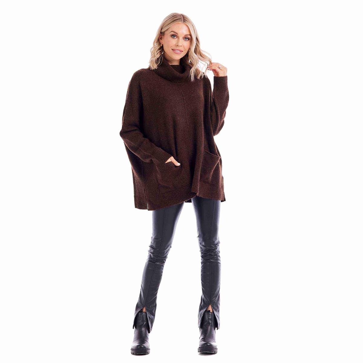 Webb Turtleneck Poncho Brown