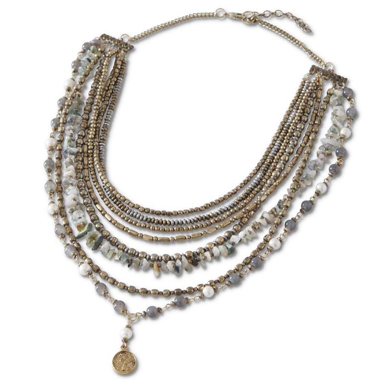 Gold Brown Beads Necklace