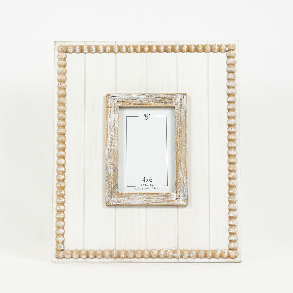 Wood Beaded Photo Frame