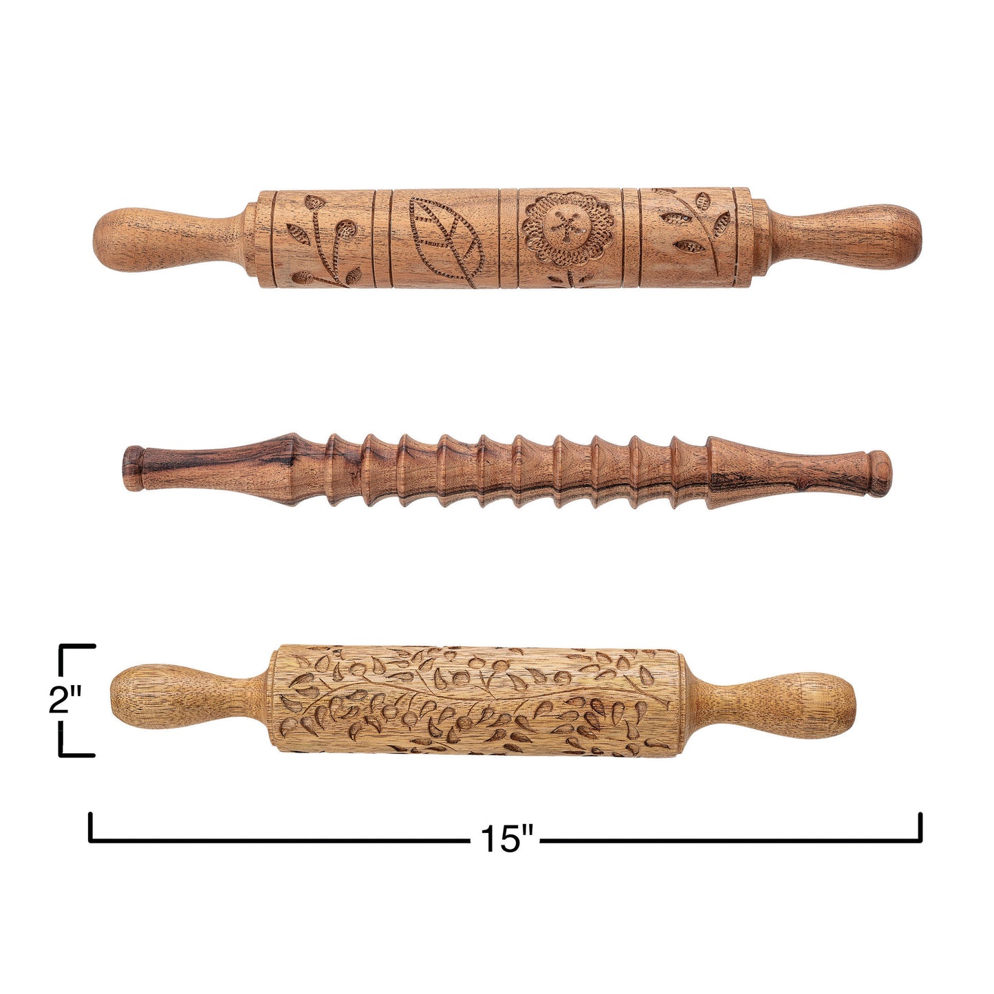 Hand-Carved Wood Rolling Pin