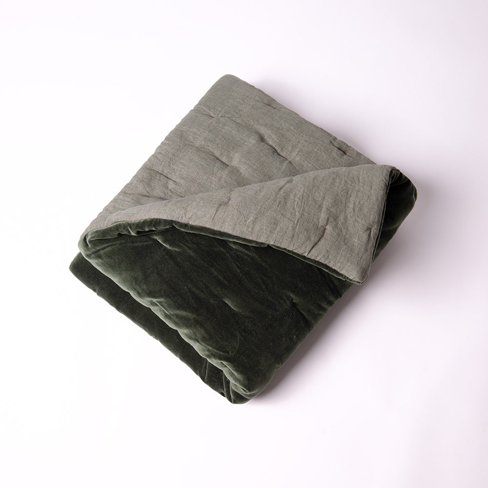 Kale Linen & Velvet Quilt