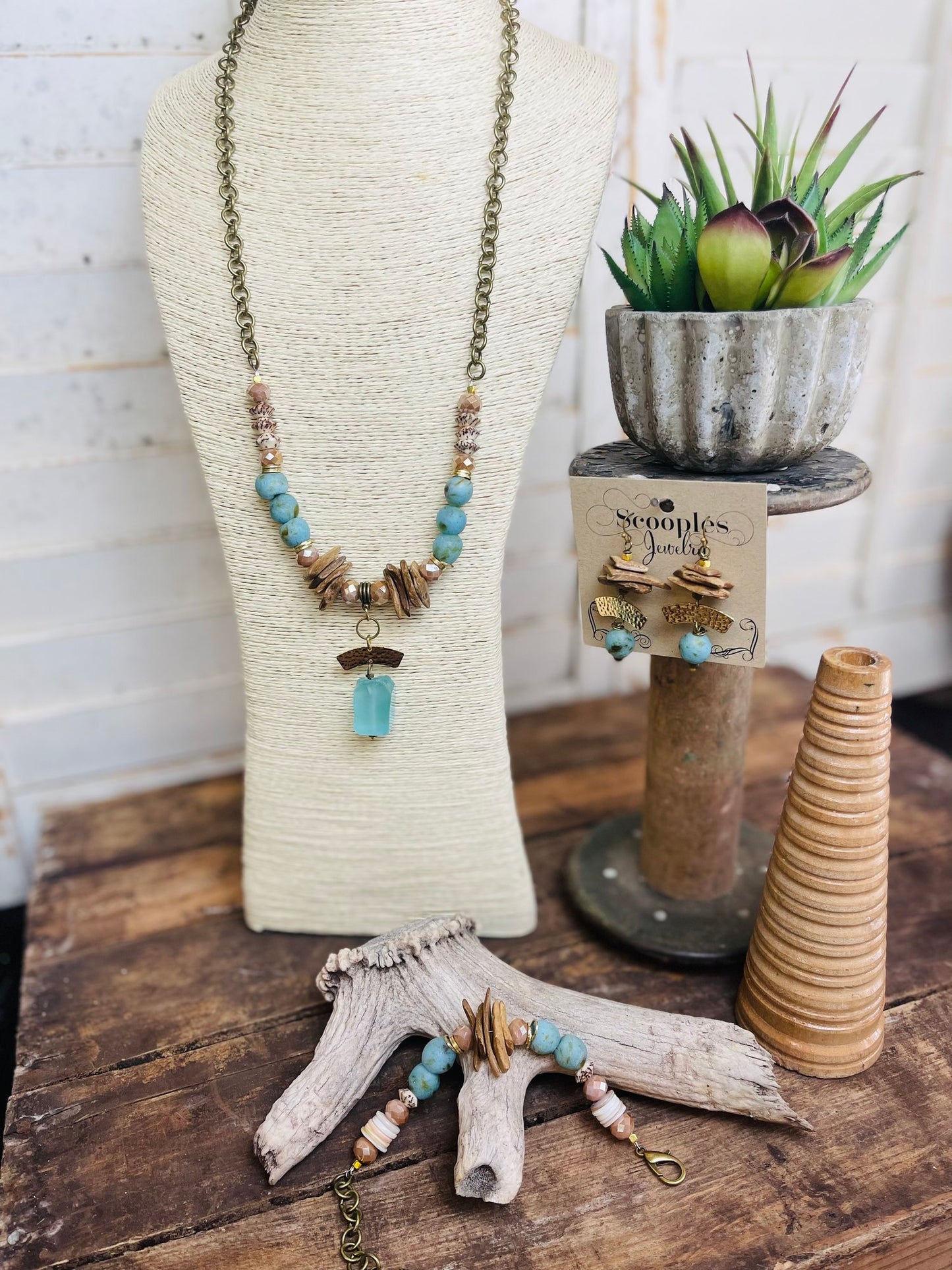 Azure Driftwood Seaglass Necklace