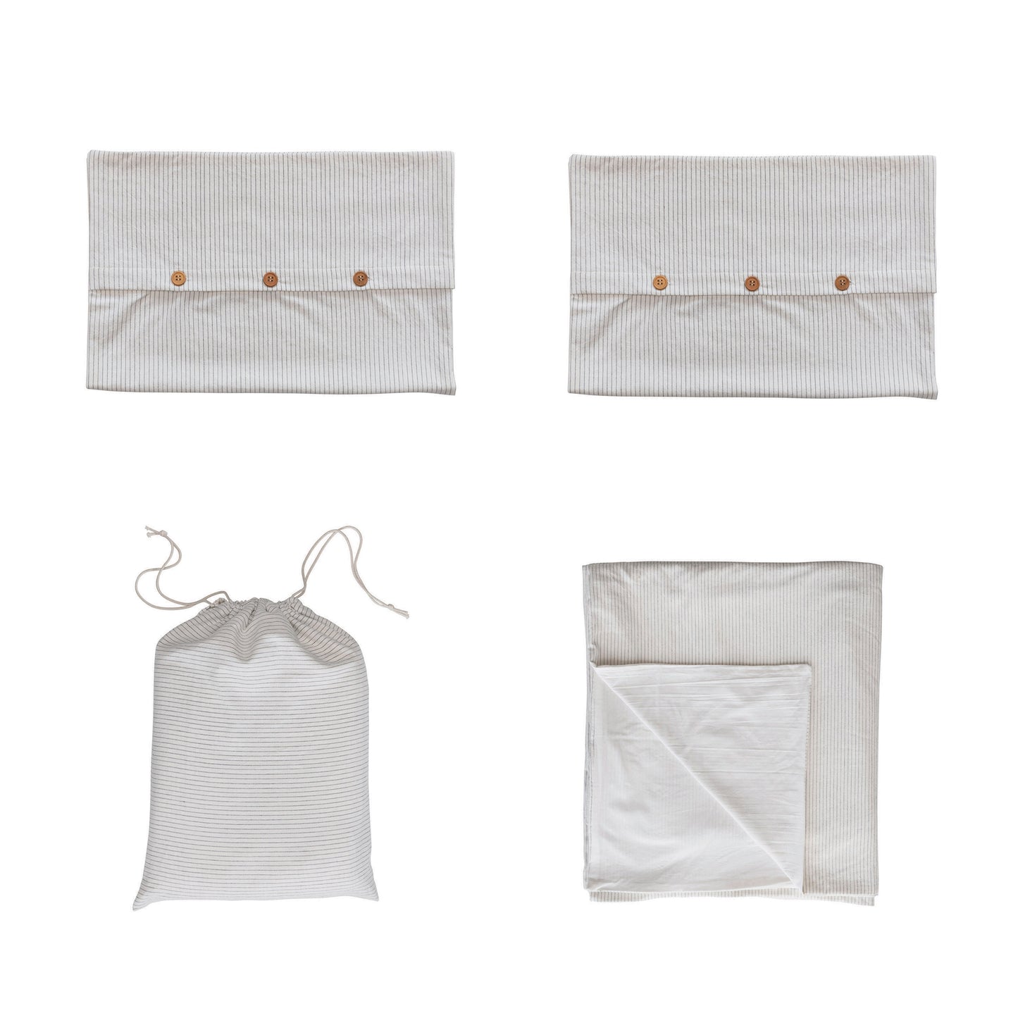 Cotton Double Sided Striped Duvet Queen Set