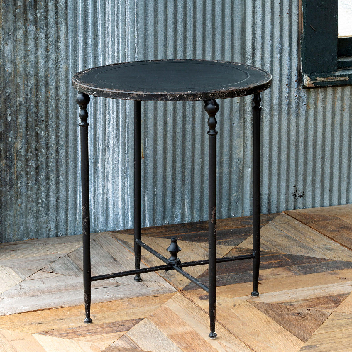 Antique Black Metal Side Table
