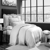 Belgian Linen Ruffle Queen Duvet Cover
