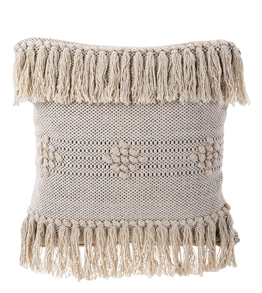 Ivory & Black Fringe Pillow
