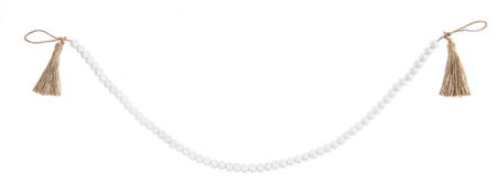 White Wood Bead Tassel Garland