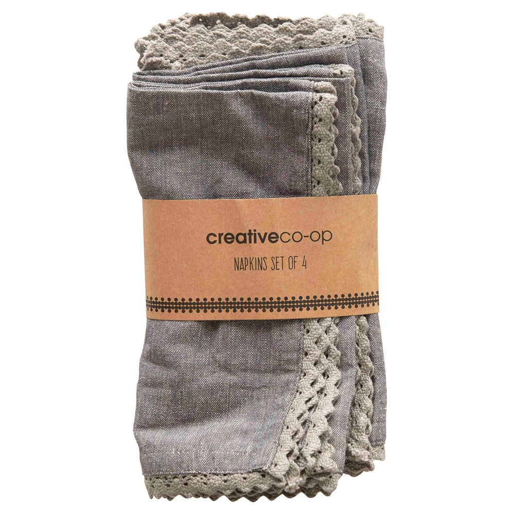 Cotton Lace Trimmed Napkin Set