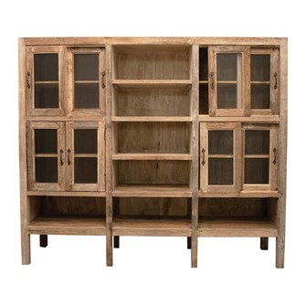 Reclaimed Wood & Cabinet with Glass Doors