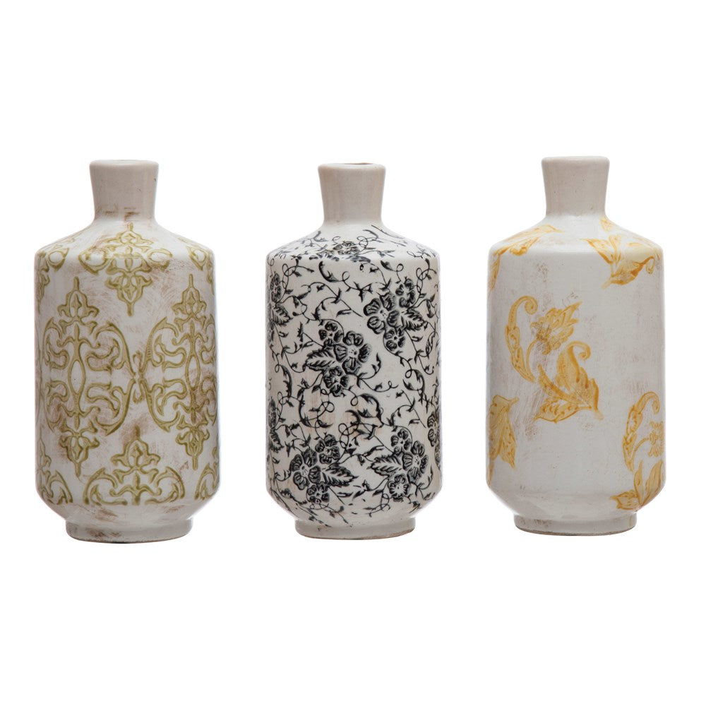 Transferware Pattern Terra Cotta Vase