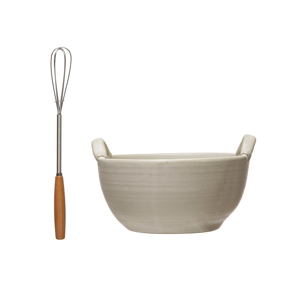 Stoneware Bowl & Whisk Set