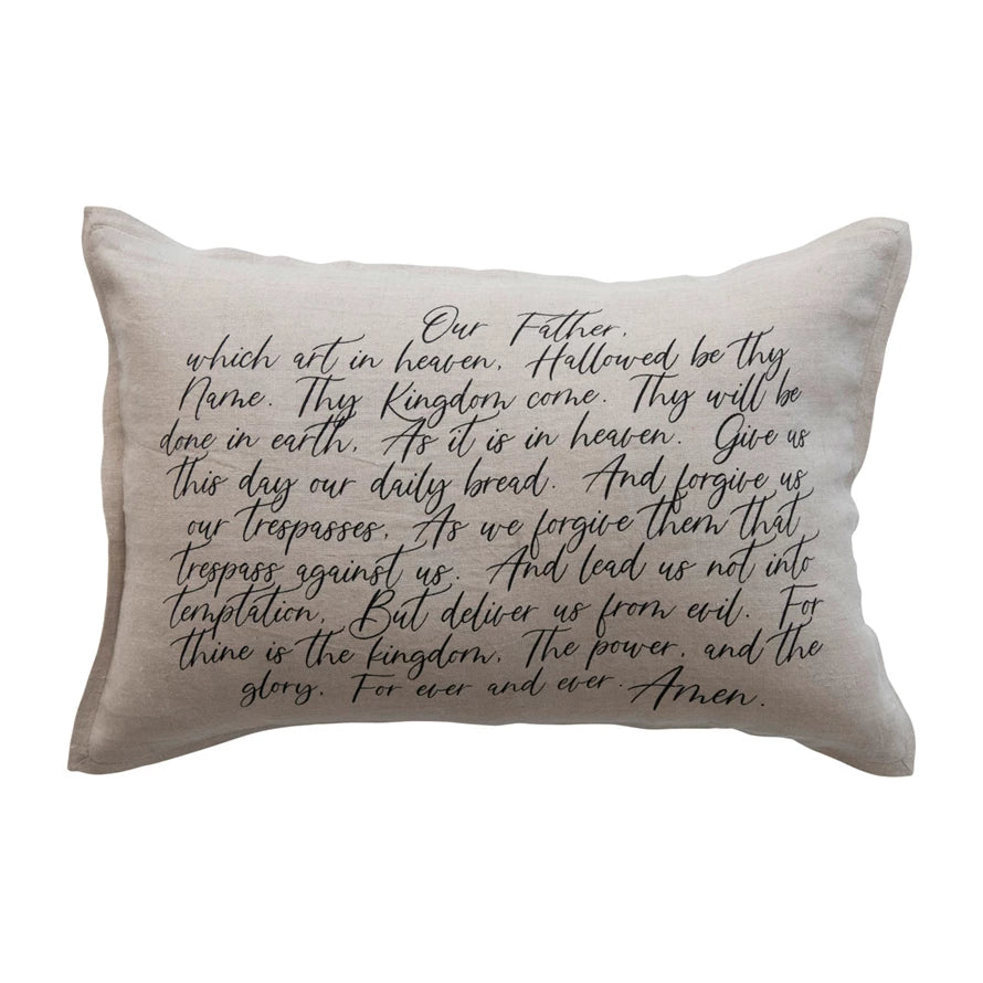 Our Father Linen Printed Lumbar Pillow