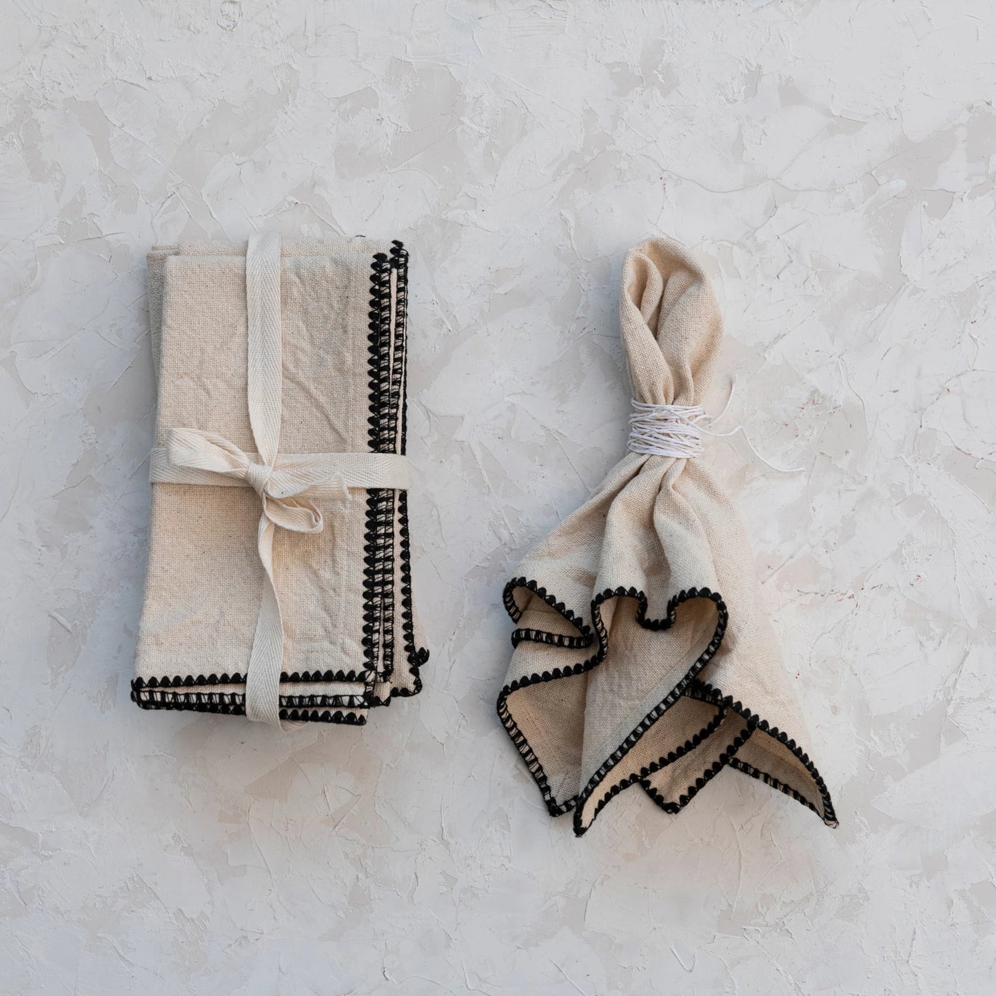 Natural & Black Cotton Napkins