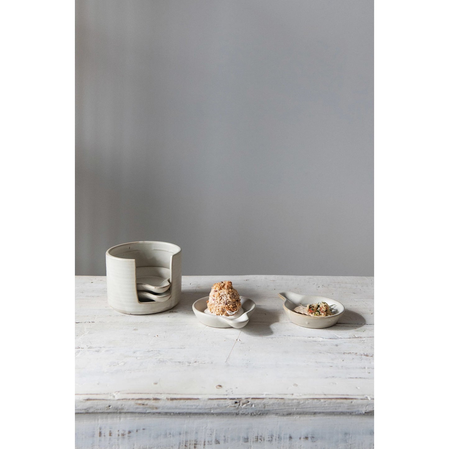 Stoneware Tapas Plates & Holder