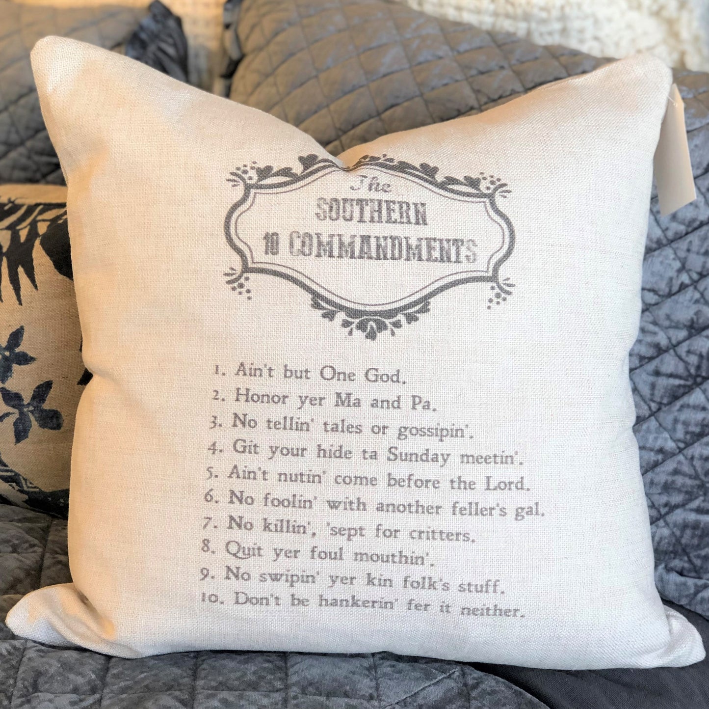 The Southern 10 Commandments Pillow
