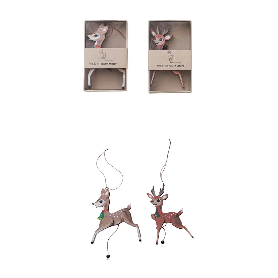 Recycled Paper Deer Pull Ornament