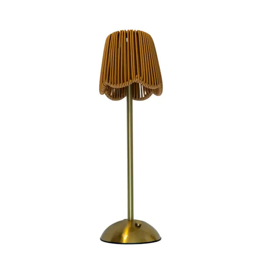 Scalloped Rattan Shade LED Lamp