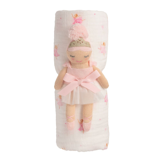 Ballerina Swaddle & Rattle Set