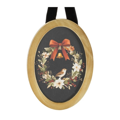 Framed Bird With Poinsettia Ornament