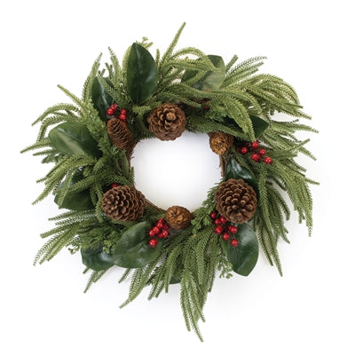 Pine & Magnolia Leaf Wreath