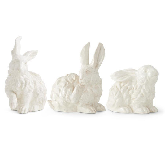 White Glazed Terracotta Bunnies