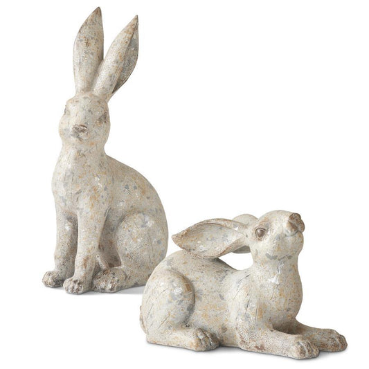 Resin Distressed Gray Bunnies