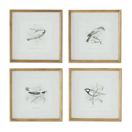 Natural Wood Frame w/ Black & White Songbird
