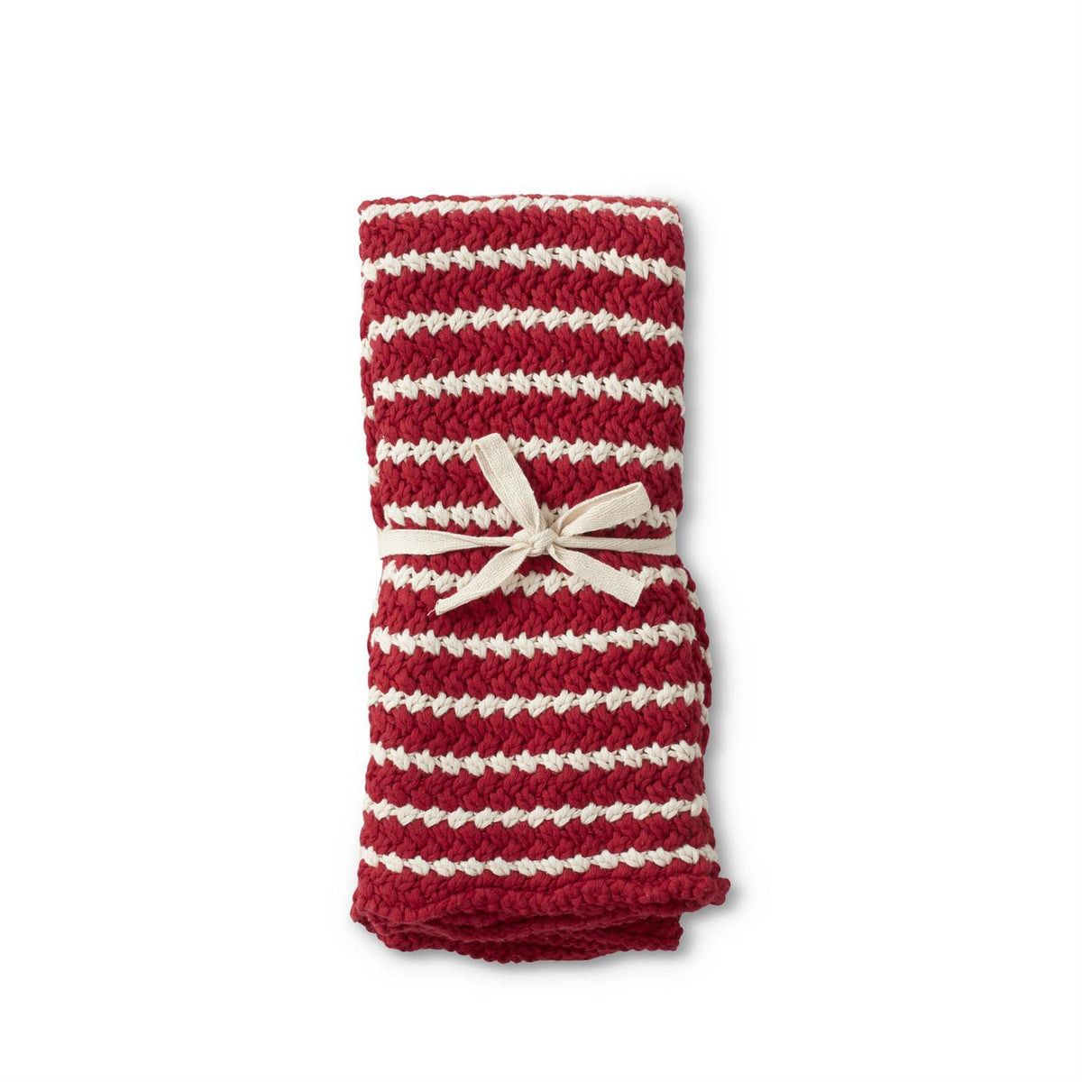 Red And Cream Striped Hand Towel
