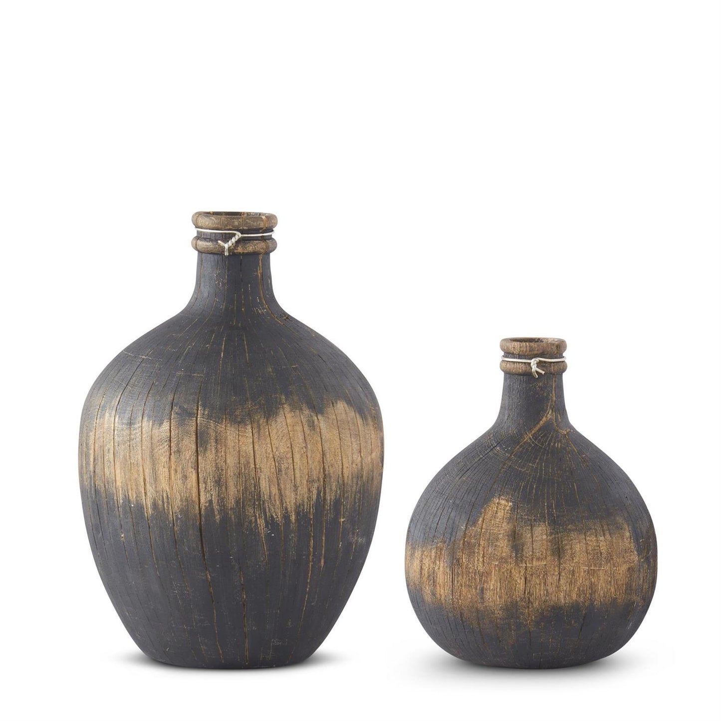Black And Tan Woodgrain Resin Vase