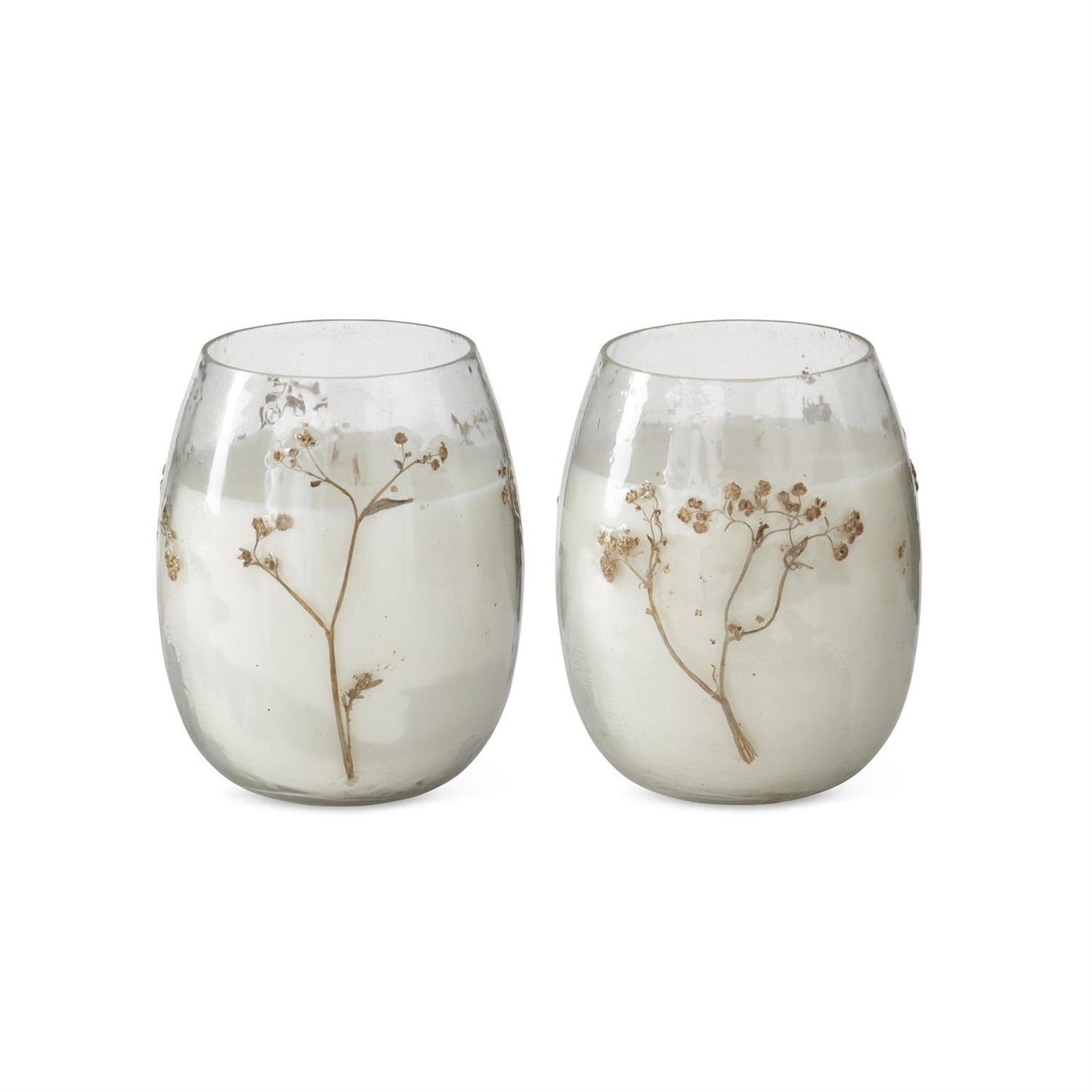 Dried Bud Glass Vase With 2 Wick Candle