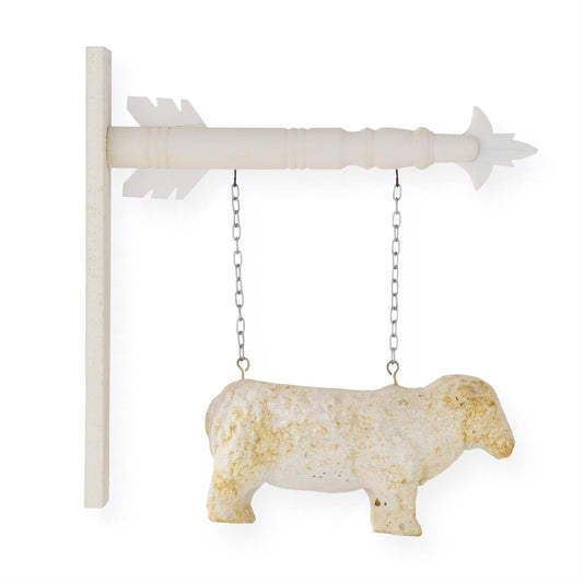 Cream & Rust Weathered Sheep Hanging Container