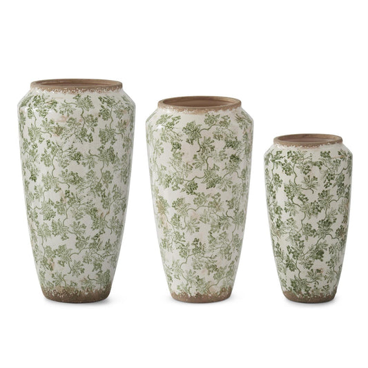 Green & Cream Crackled Ceramic Chinoiserie