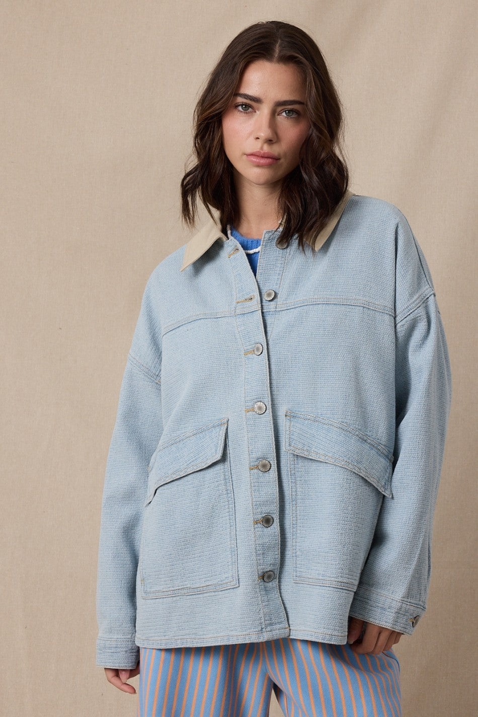 Cotton Denim Utility Jacket