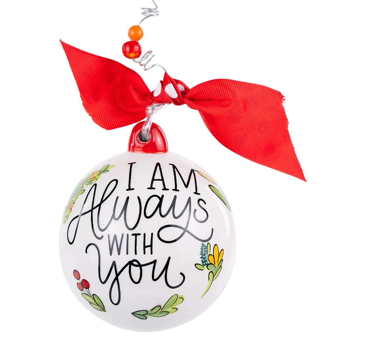 Red Bird With Wreath Ornament